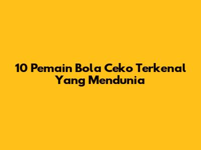 10 Pemain Bola Ceko Terkenal Yang Mendunia