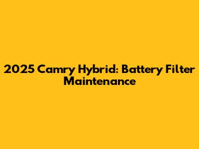 2025 Camry Hybrid: Battery Filter Maintenance