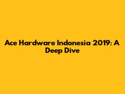 Ace Hardware Indonesia 2019: A Deep Dive