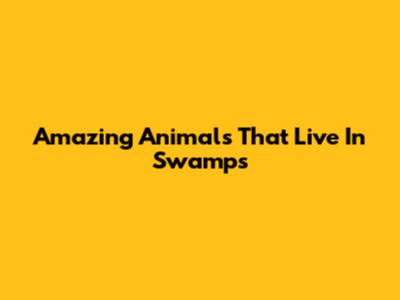 Amazing Animals That Live In Swamps