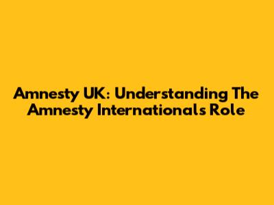 Amnesty UK: Understanding The Amnesty International's Role