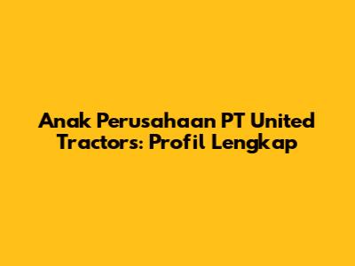 Anak Perusahaan PT United Tractors: Profil Lengkap