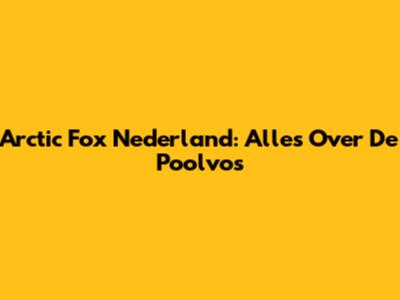 Arctic Fox Nederland: Alles Over De Poolvos