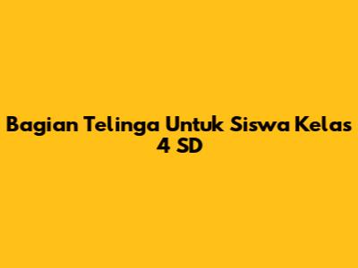 Bagian Telinga Untuk Siswa Kelas 4 SD