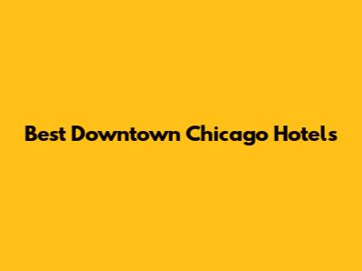 Best Downtown Chicago Hotels