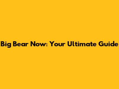 Big Bear Now: Your Ultimate Guide