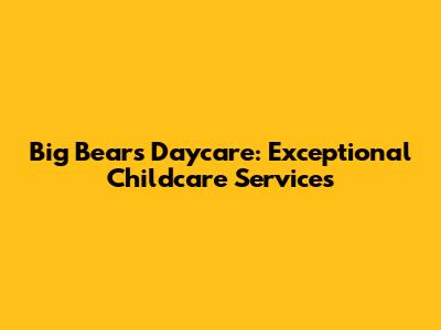 Big Bears Daycare: Exceptional Childcare Services