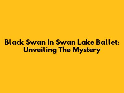 Black Swan In Swan Lake Ballet: Unveiling The Mystery