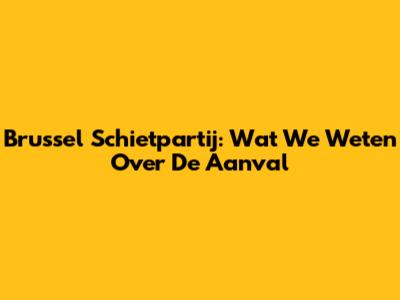 Brussel Schietpartij: Wat We Weten Over De Aanval