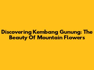 Discovering Kembang Gunung: The Beauty Of Mountain Flowers