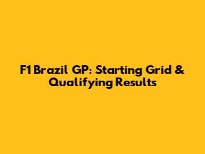 F1 Brazil GP: Starting Grid & Qualifying Results