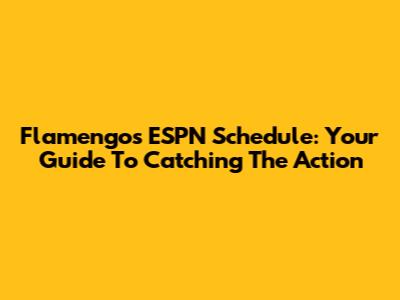 Flamengo's ESPN Schedule: Your Guide To Catching The Action