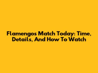 Flamengo's Match Today: Time, Details, And How To Watch