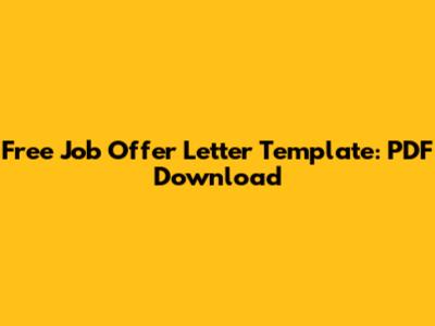Free Job Offer Letter Template: PDF Download