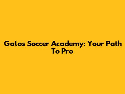 Galo's Soccer Academy: Your Path To Pro