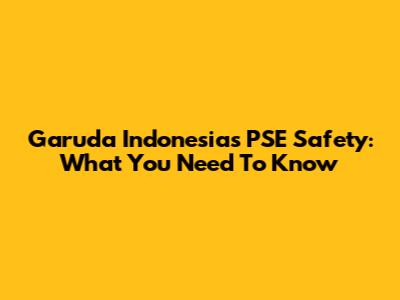 Garuda Indonesia's PSE Safety: What You Need To Know