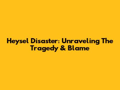 Heysel Disaster: Unraveling The Tragedy & Blame