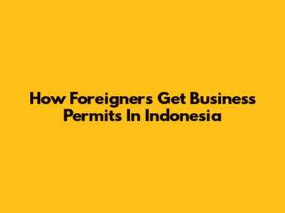How Foreigners Get Business Permits In Indonesia