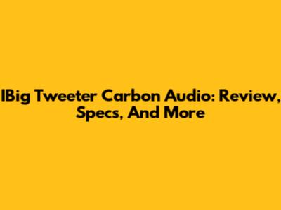 IBig Tweeter Carbon Audio: Review, Specs, And More