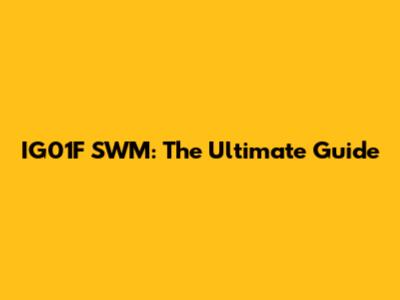 IG01F SWM: The Ultimate Guide