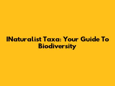 INaturalist Taxa: Your Guide To Biodiversity