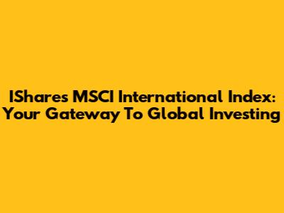 IShares MSCI International Index: Your Gateway To Global Investing
