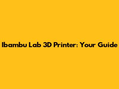 Ibambu Lab 3D Printer: Your Guide