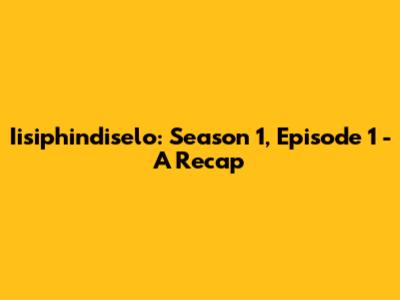 Iisiphindiselo: Season 1, Episode 1 - A Recap