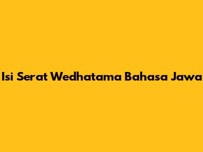 Isi Serat Wedhatama Bahasa Jawa