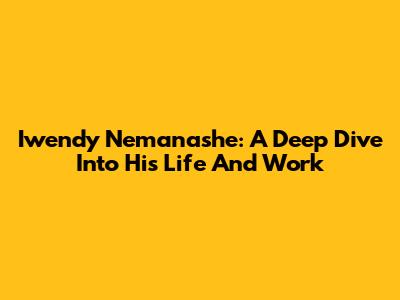 Iwendy Nemanashe: A Deep Dive Into His Life And Work