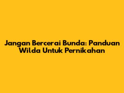 Jangan Bercerai Bunda: Panduan Wilda Untuk Pernikahan