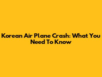 Korean Air Plane Crash: What You Need To Know