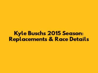 Kyle Busch's 2015 Season: Replacements & Race Details