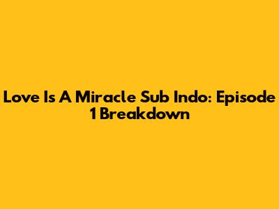 Love Is A Miracle Sub Indo: Episode 1 Breakdown