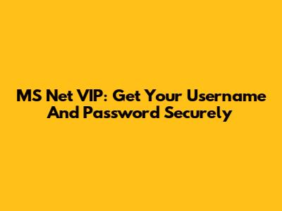 MS Net VIP: Get Your Username And Password Securely