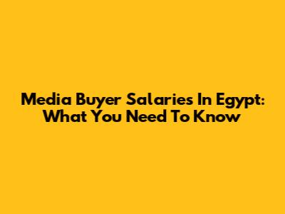 Media Buyer Salaries In Egypt: What You Need To Know