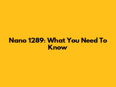 Nano 1289: What You Need To Know