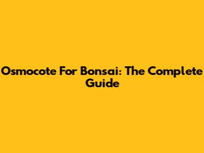 Osmocote For Bonsai: The Complete Guide