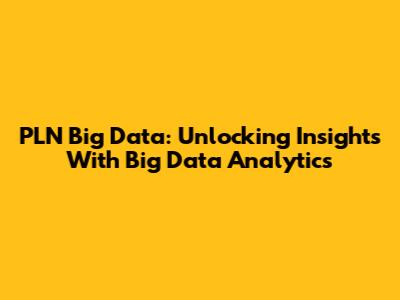 PLN Big Data: Unlocking Insights With Big Data Analytics