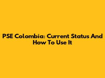 PSE Colombia: Current Status And How To Use It