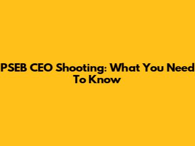 PSEB CEO Shooting: What You Need To Know