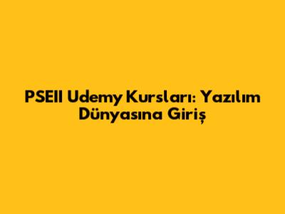 PSEII Udemy Kursları: Yazılım Dünyasına Giriş