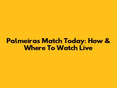Palmeiras Match Today: How & Where To Watch Live