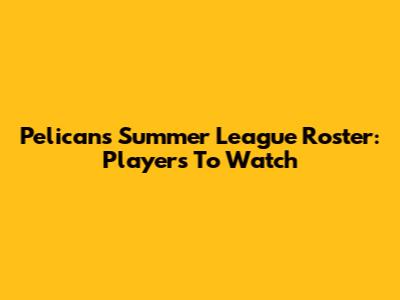 Pelicans Summer League Roster: Players To Watch