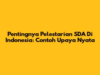 Pentingnya Pelestarian SDA Di Indonesia: Contoh Upaya Nyata