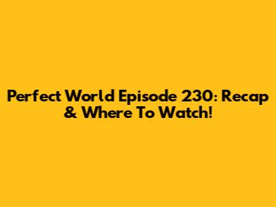 Perfect World Episode 230: Recap & Where To Watch!