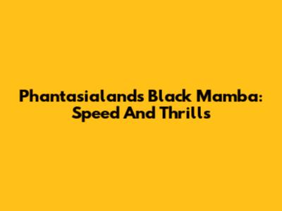 Phantasialand's Black Mamba: Speed And Thrills