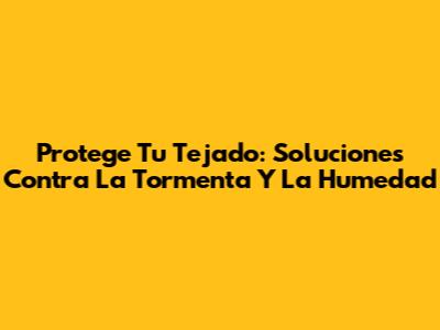 Protege Tu Tejado: Soluciones Contra La Tormenta Y La Humedad