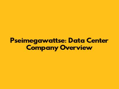 Pseimegawattse: Data Center Company Overview