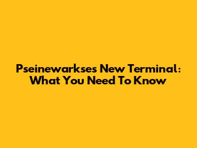 Pseinewarkse's New Terminal: What You Need To Know